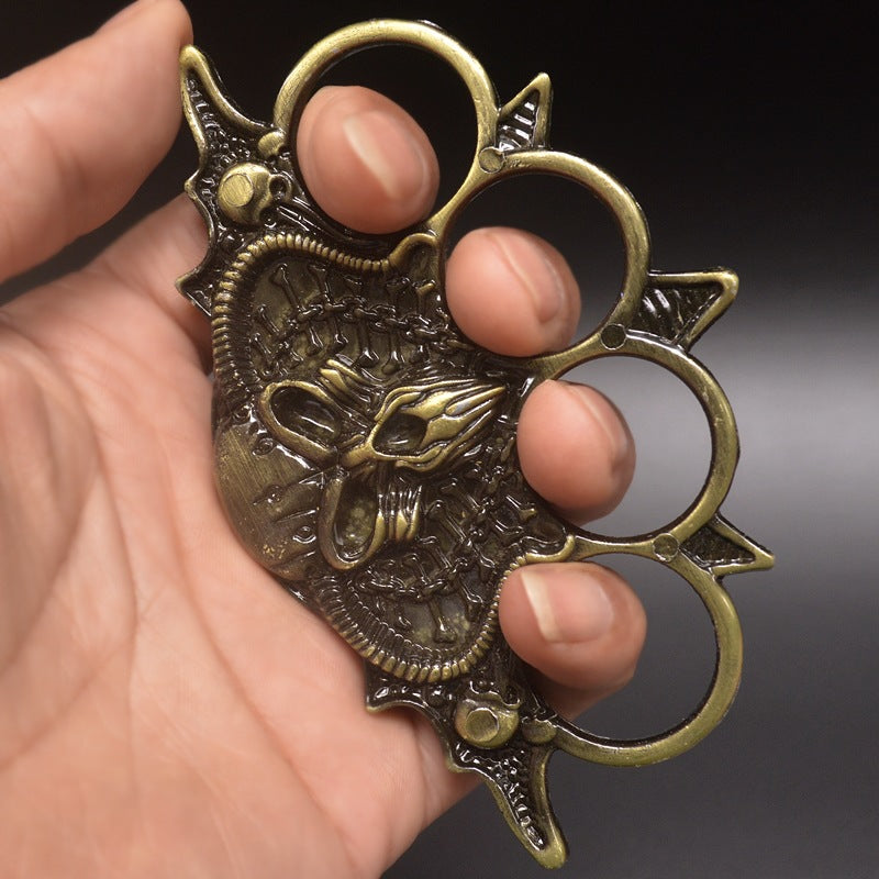 Martial Arts Fighter Skeleton Iron Four Finger Tiger Copper Ring Life Saving Ring