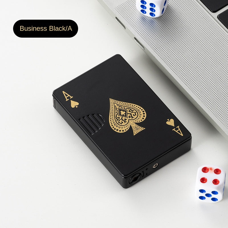 Poker Flush Lighter With Money Checker Light Refillable Windproof Green Flame Lighter