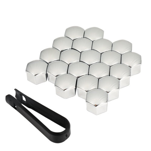 20Pcs 17mm Gloss Silver Car Wheel Nut Caps Bolt Covers For VW Vauxhall Bmw