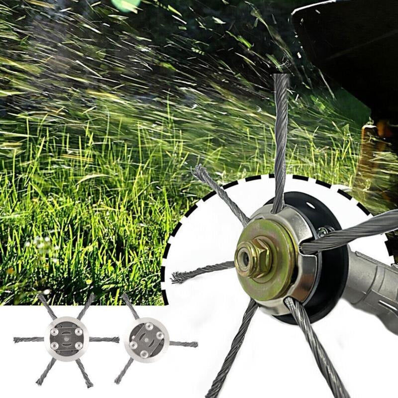 6 Grass Strimmer Head Trimmer Brush Steel Wire Wheel Garden Weed Trimmer UK