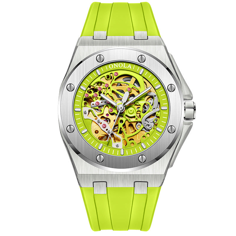 Fully automatic mechanical watch for men fashionable multi-color waterproof watch