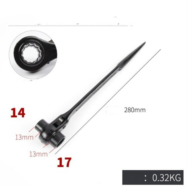 Point tail hexagon socket wrench ratchet wrench