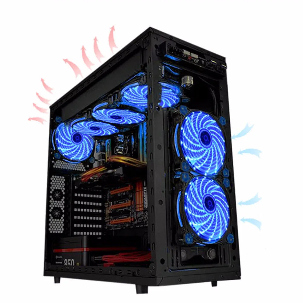 120mm LED Ultra Silent Computer PC Case Fan 15 LEDs 12V With Rubber Quiet Molex Connector Easy Installed Fan High Quality!