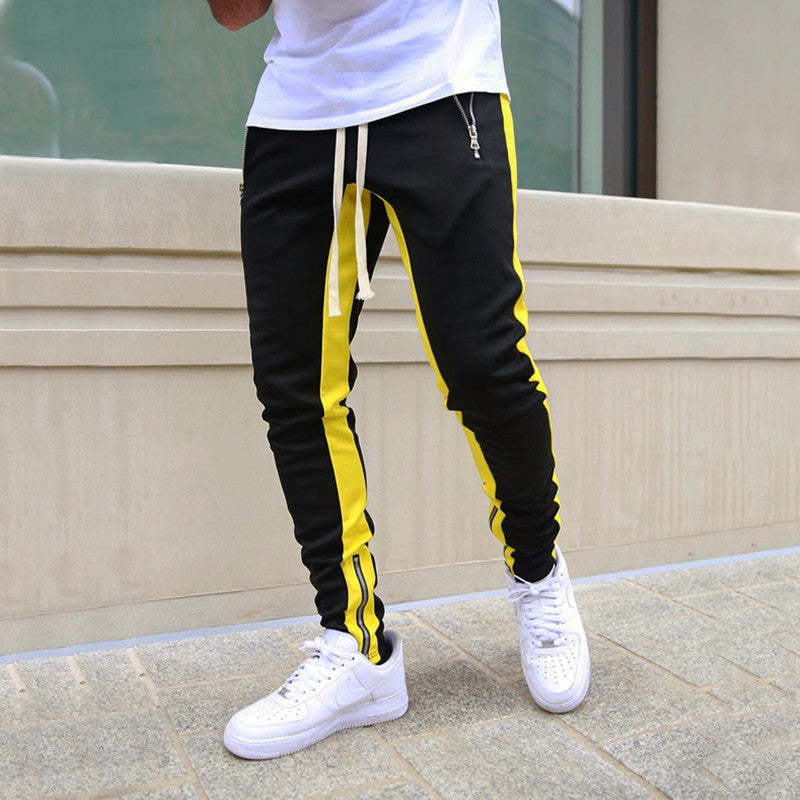 Men's Gym Slim Tapered Sweatpants Workout Jogging Pants Fitness Zipper Pockets