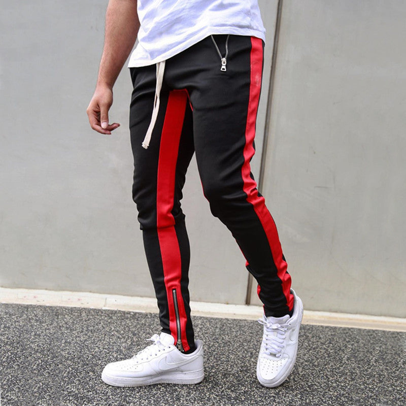 Men's Gym Slim Tapered Sweatpants Workout Jogging Pants Fitness Zipper Pockets