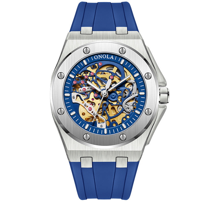Fully automatic mechanical watch for men fashionable multi-color waterproof watch