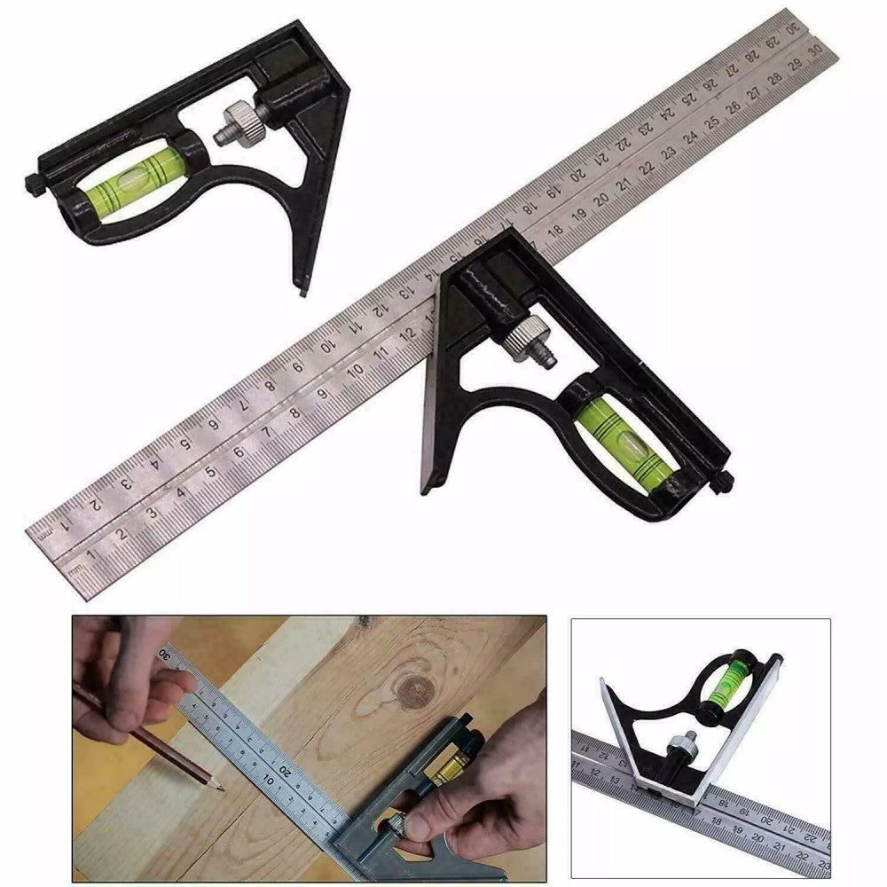 300mm 12 Adjustable Engineers Combination Try Square Set Right Angle Ruler UK