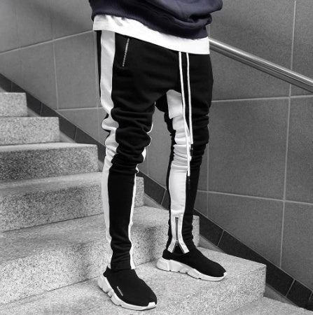 Men's Gym Slim Tapered Sweatpants Workout Jogging Pants Fitness Zipper Pockets