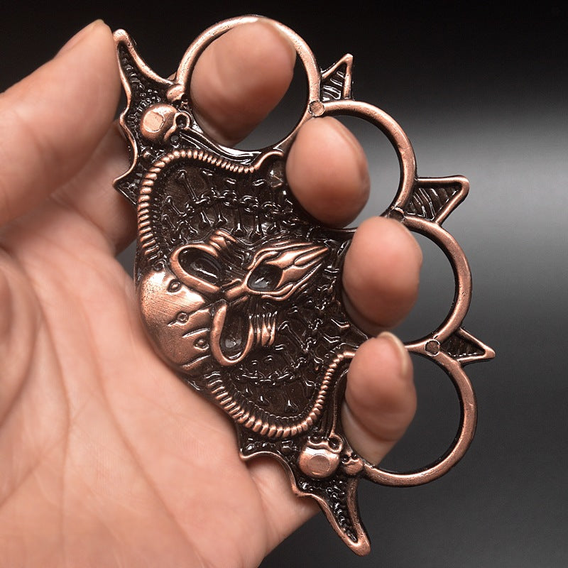 Martial Arts Fighter Skeleton Iron Four Finger Tiger Copper Ring Life Saving Ring