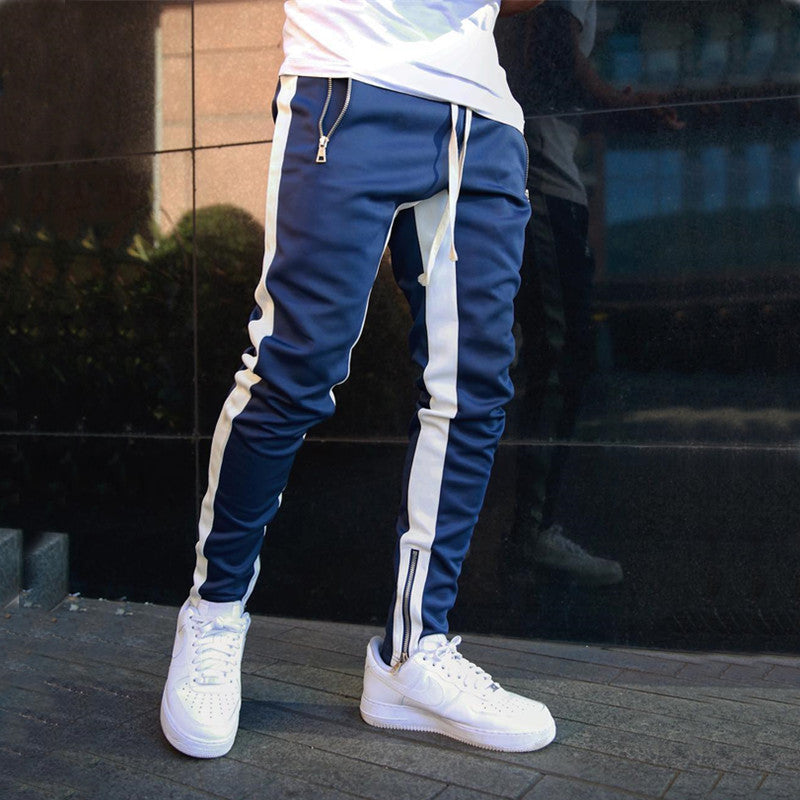 Men's Gym Slim Tapered Sweatpants Workout Jogging Pants Fitness Zipper Pockets