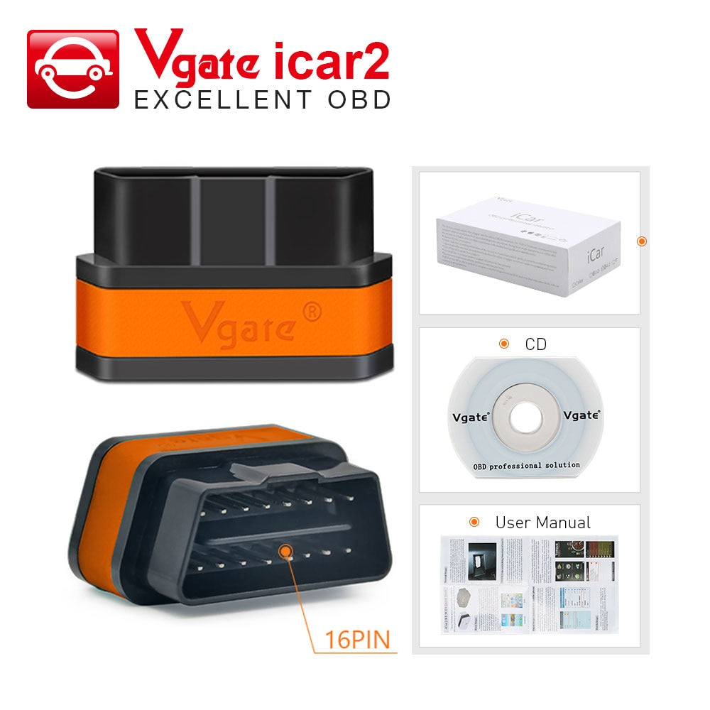 Vgate icar2 Bluetooth/Wifi OBD2 Diagnostic-tool ELM327 Bluetooth/wifi OBD 2 Scanner Mini ELM327 for android/PC/IOS Code Reader