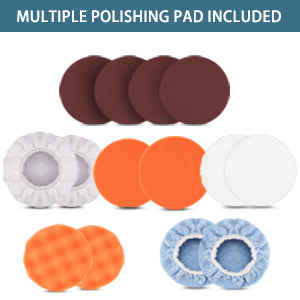 2 Batteries Cordless Car Polisher Buffer Sander Machine Polishing Pads Kit