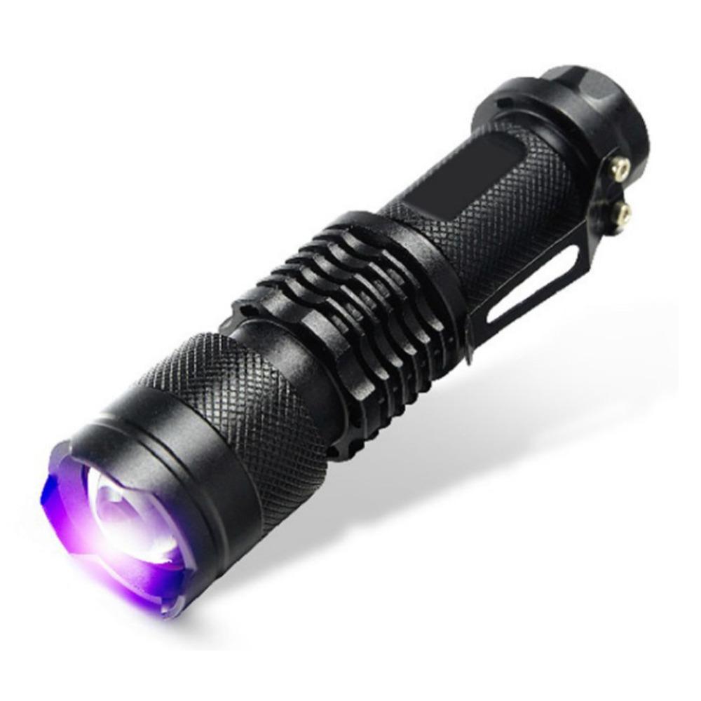 Zoomable LED UV Flashlight SK68 Violet Light 1200LM Adjustable Focus 3 Modes Lamp Used By AA Or 14500 Battery(365nm)