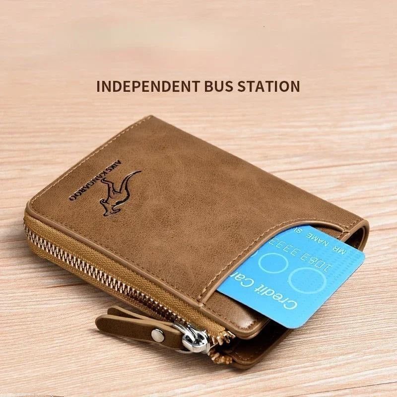 Men's Protected PU Leather Wallet Vintage Short Purse