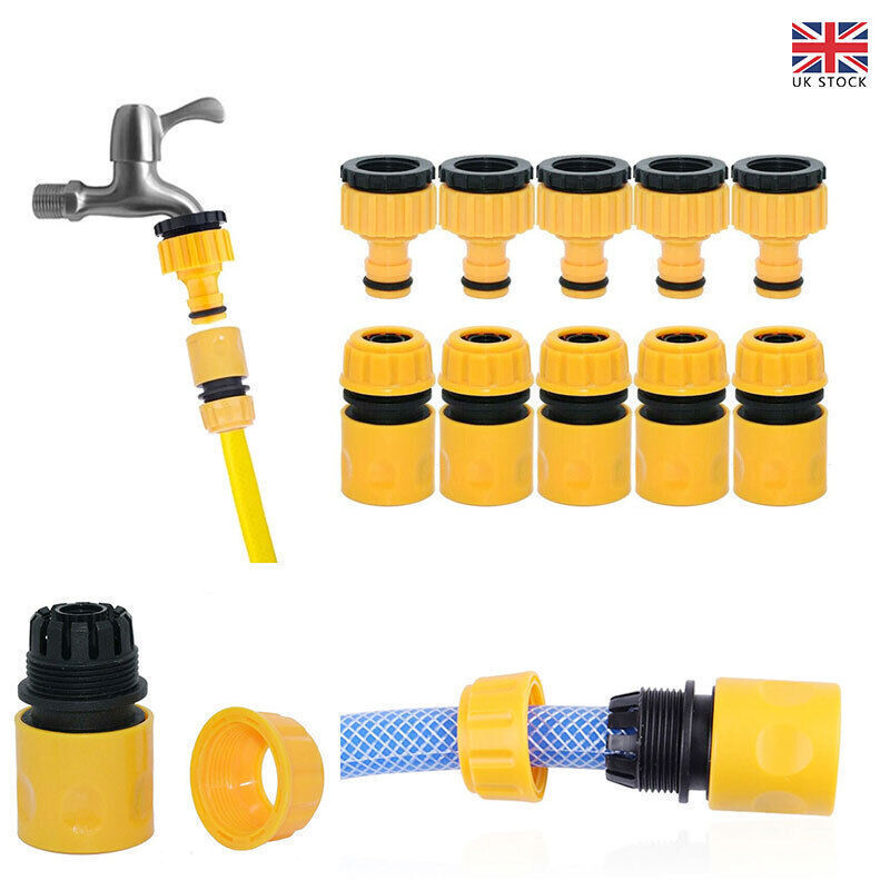 10Pcs-Set Garden Car Water Hose Pipe Tap Adapter Connector & Fitting Hosepipe UK