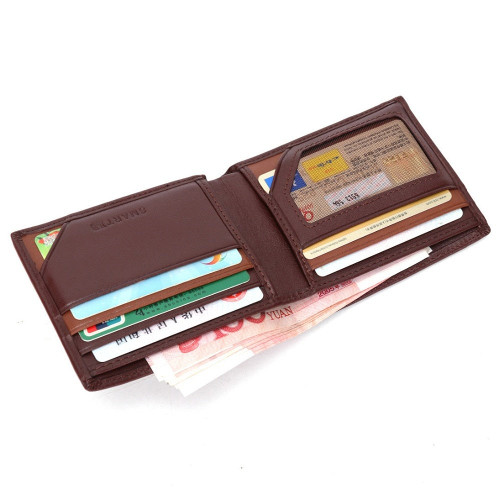 Genuine Leather Wallet High Quantity New Fashion Bifold Card Holders Slim GPS Charging Anti-theft