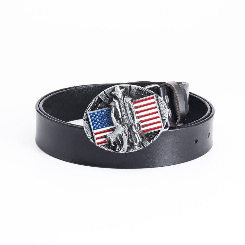 Fashion Cowhide Personality Popular Fashion Flag Belt