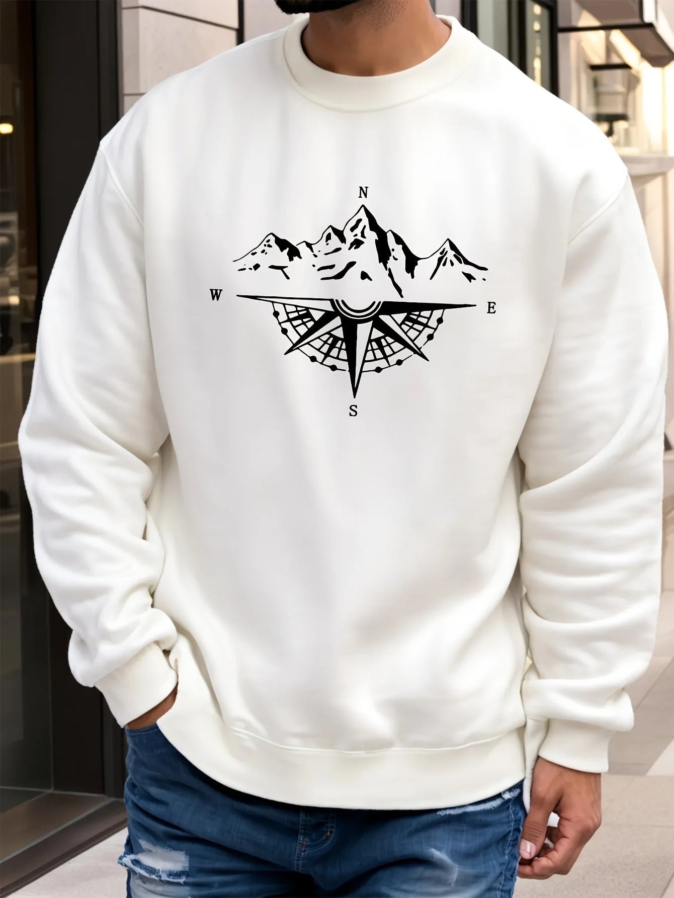 Fleece Printed Casual Long Sleeve Sweatshirt