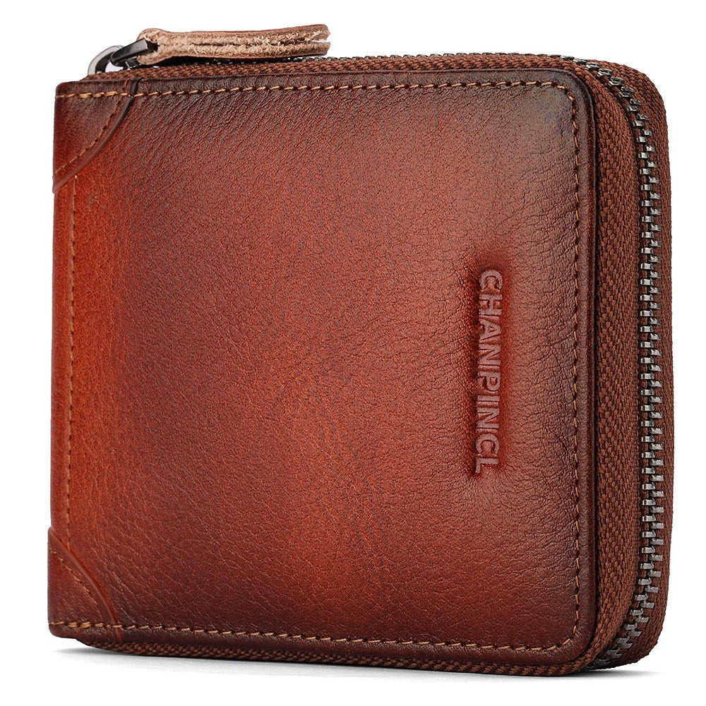 Men's Wallet Leather Zipper Wallet