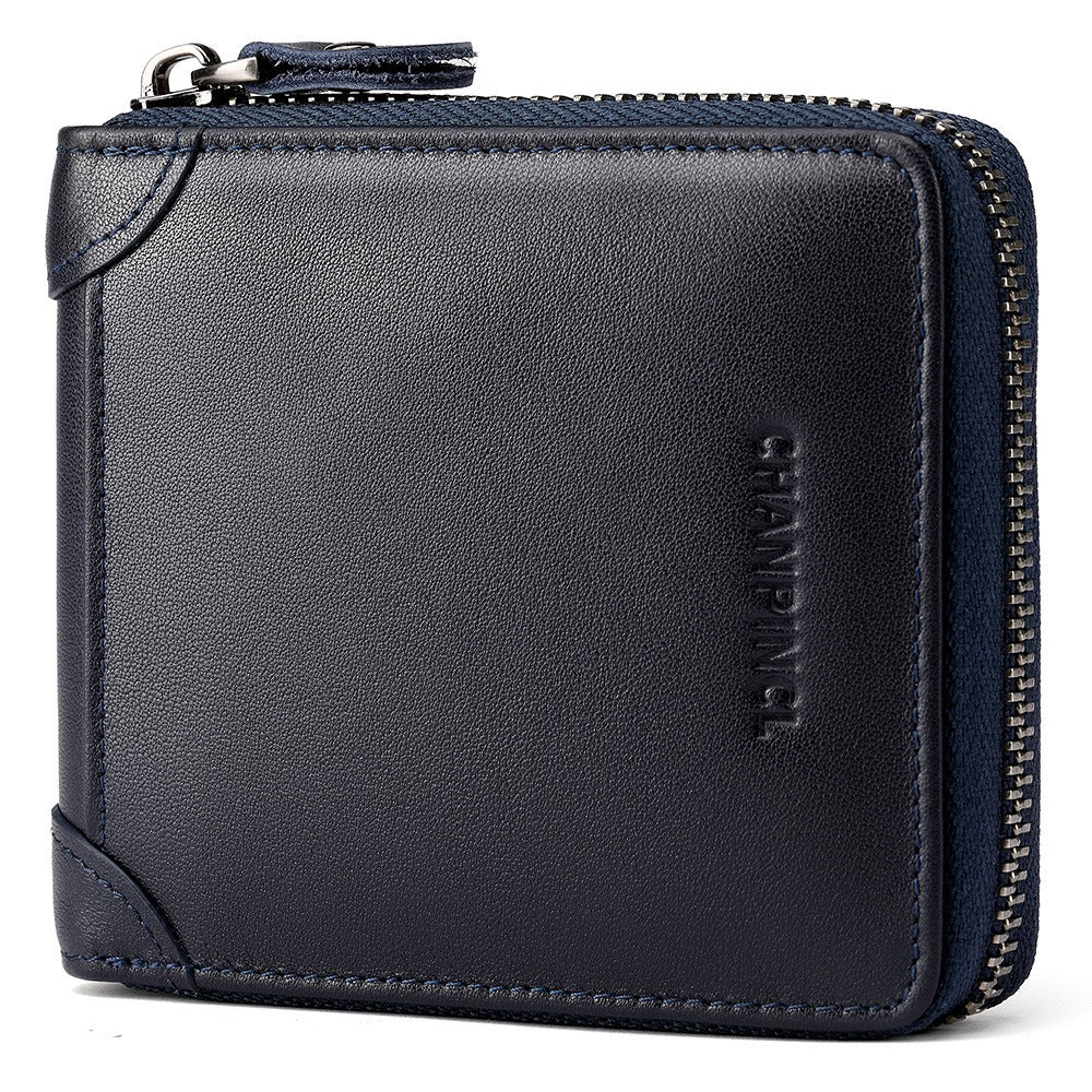 Men's Wallet Leather Zipper Wallet