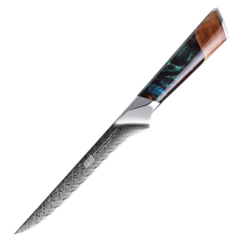 Fengjin Yaoying Series Boning Knife Damascus Resin Handle Dividing Knife Kitchen Meat Cutting Multi-Purpose