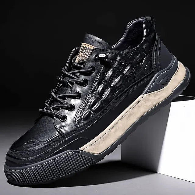 New Mens Shoes Lace Up Real Leather Sports Sneakers Fashion Genuine Leather Shoe Men Leisure Shoes Man Casual Sport Shoes A002