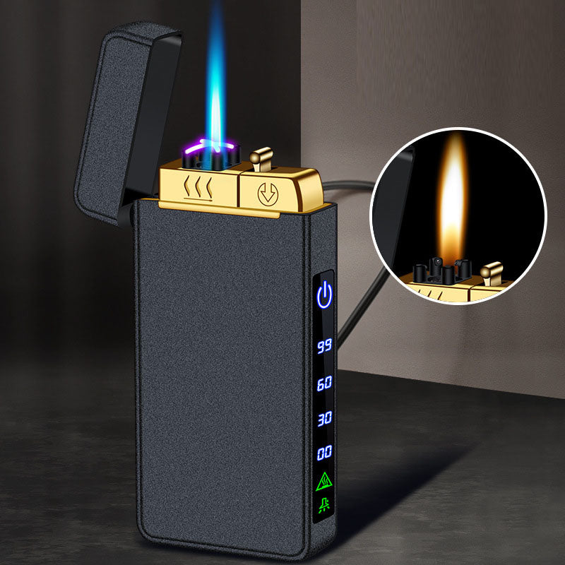 Gas electric triple fire metal windproof inflatable charging lighter personalized and creative trendy gift