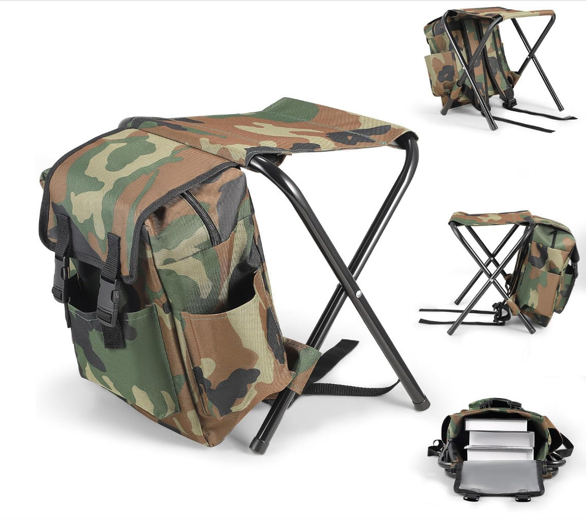 2in1 Oxford Fishing Tackle Backpack Bag,Camping Hiking Foldable Stool Seat Chair
