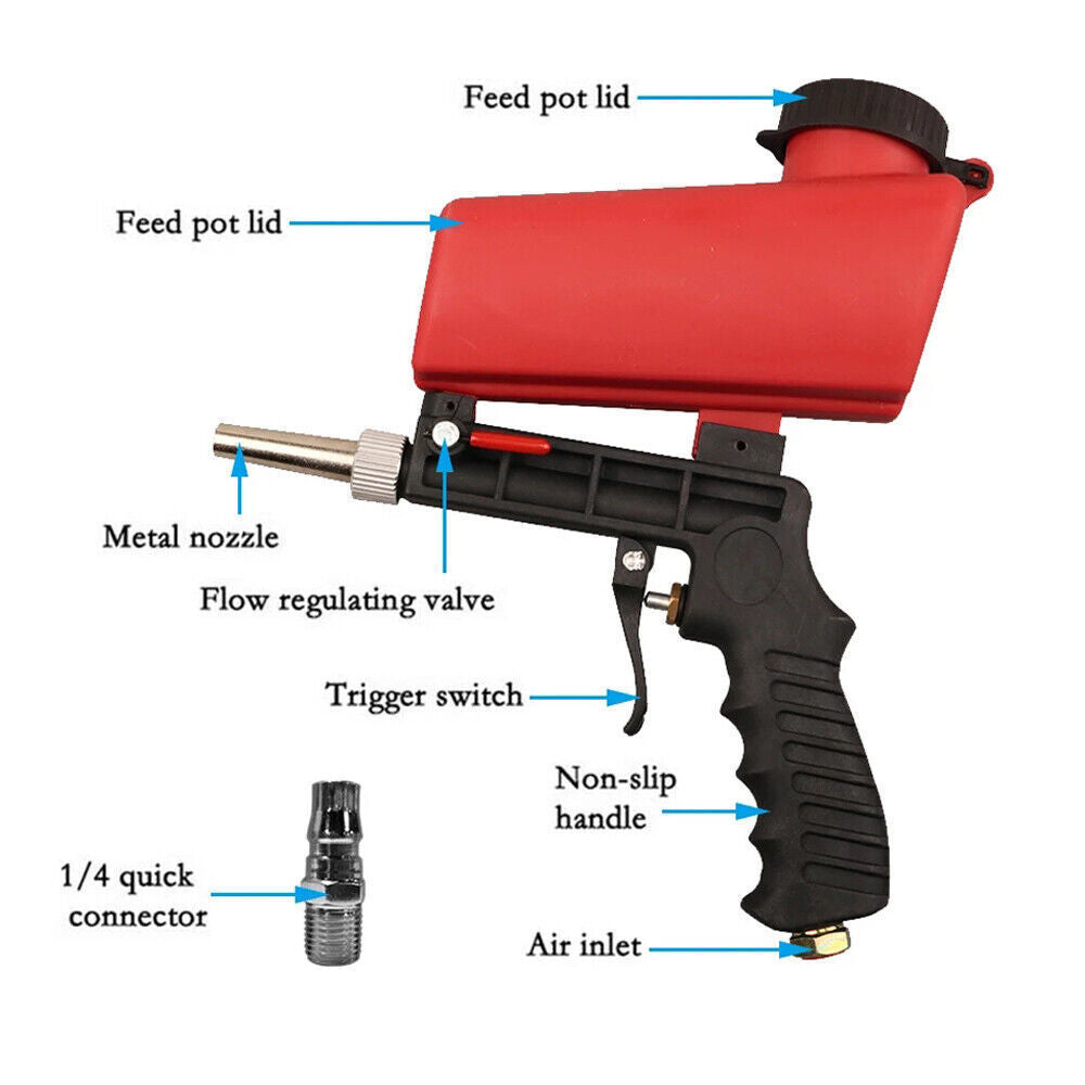 14 Air Portable Sandblasting Gun Hand Held Sand Blaster Shot Media Blasting UK