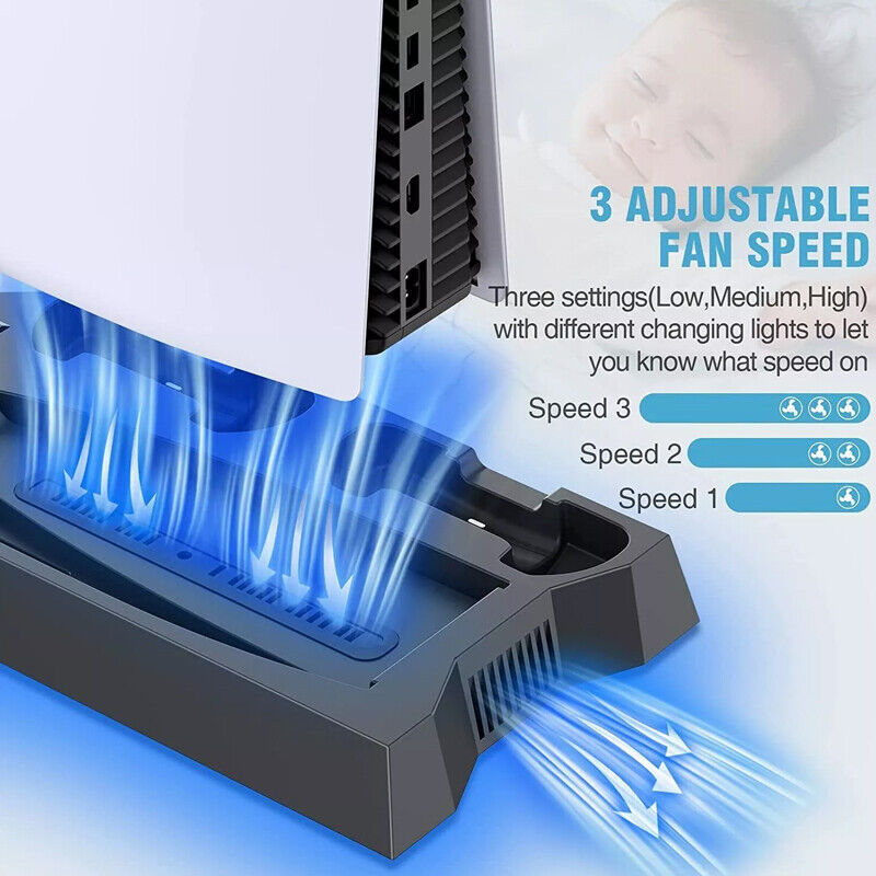 PS5 Vertical Cooling Fan Stand Controller Charger Station For Playstation 5