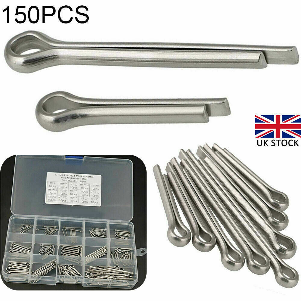 UK 150Pcs Split-Pins Split Cotter Pins Stainless Steel A2 Marine Grade 304