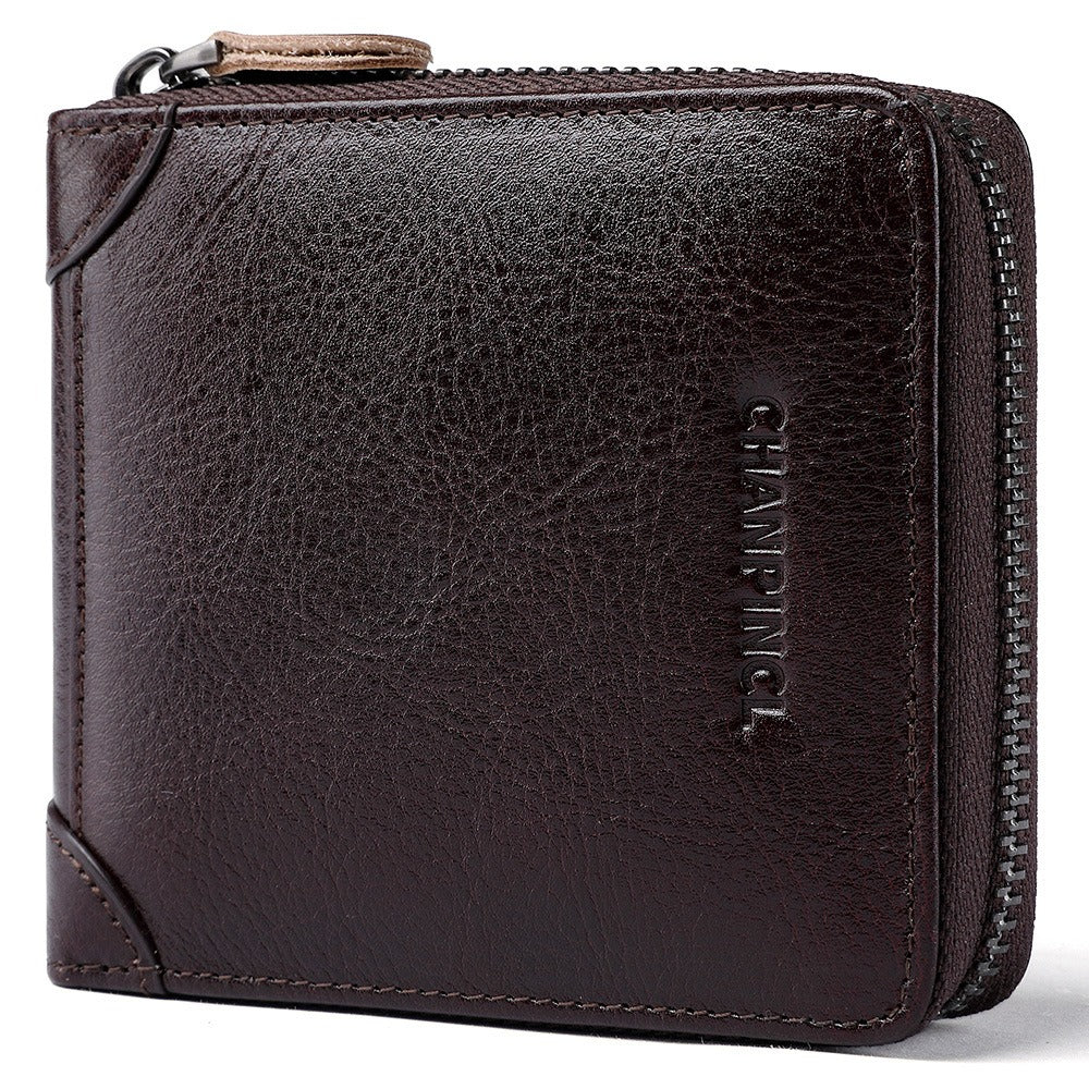 Men's Wallet Leather Zipper Wallet
