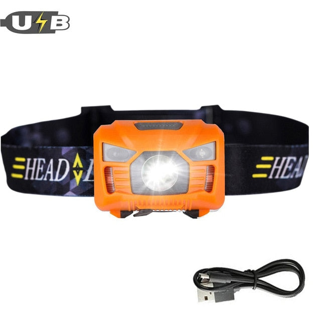 CREE 5W LED Body Motion Sensor Headlamp Mini Headlight Rechargeable Outdoor Camping Flashlight Head Torch Lamp With USB Charging
