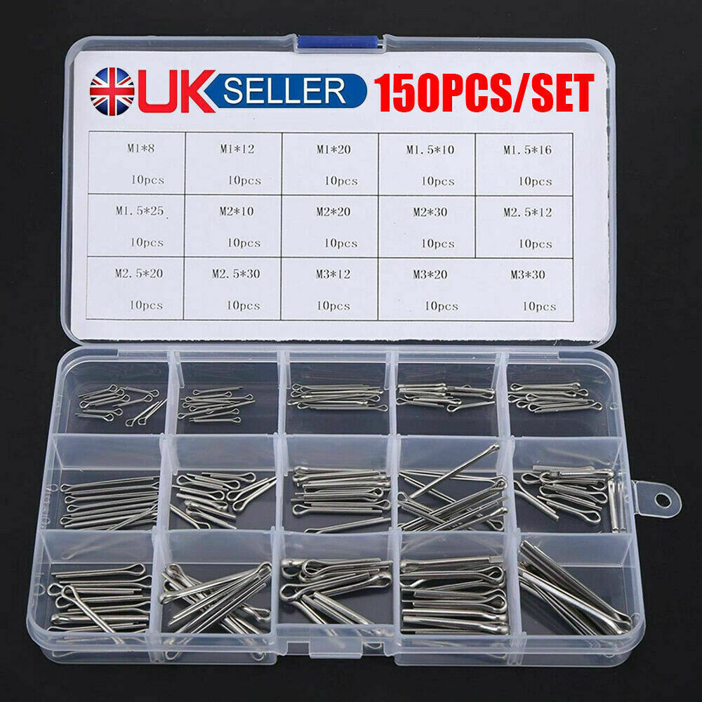UK 150Pcs Split-Pins Split Cotter Pins Stainless Steel A2 Marine Grade 304
