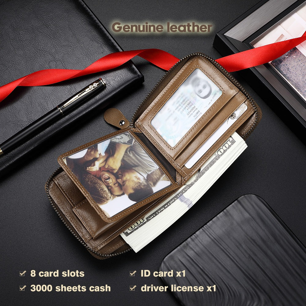 Men's Wallet Leather Zipper Wallet
