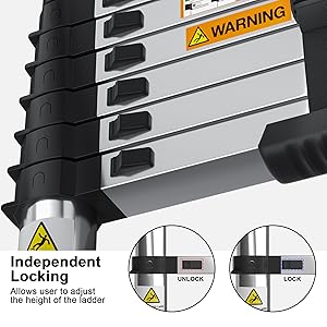 New 3.2M Telescoping Ladder, 10.5ft Stainless Steel Extension Anti-Slip Rubber Feet Portable Multi-Purpose Collapsible Ladder