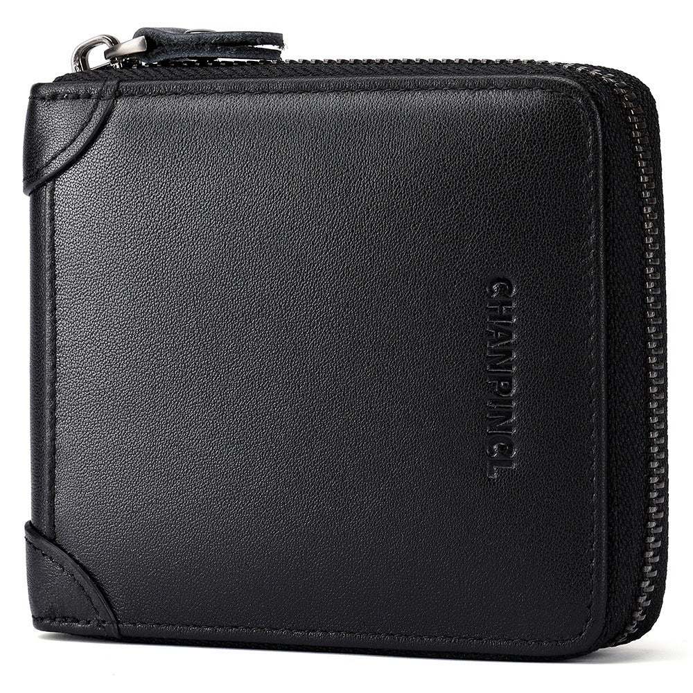 Men's Wallet Leather Zipper Wallet