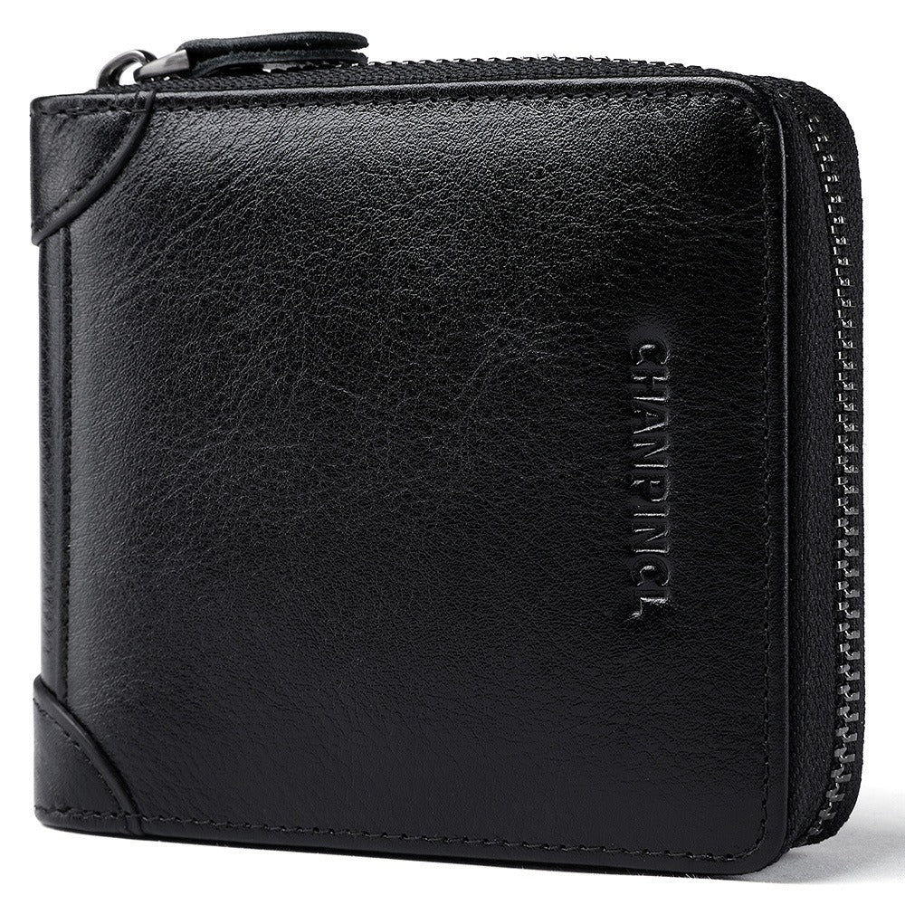 Men's Wallet Leather Zipper Wallet