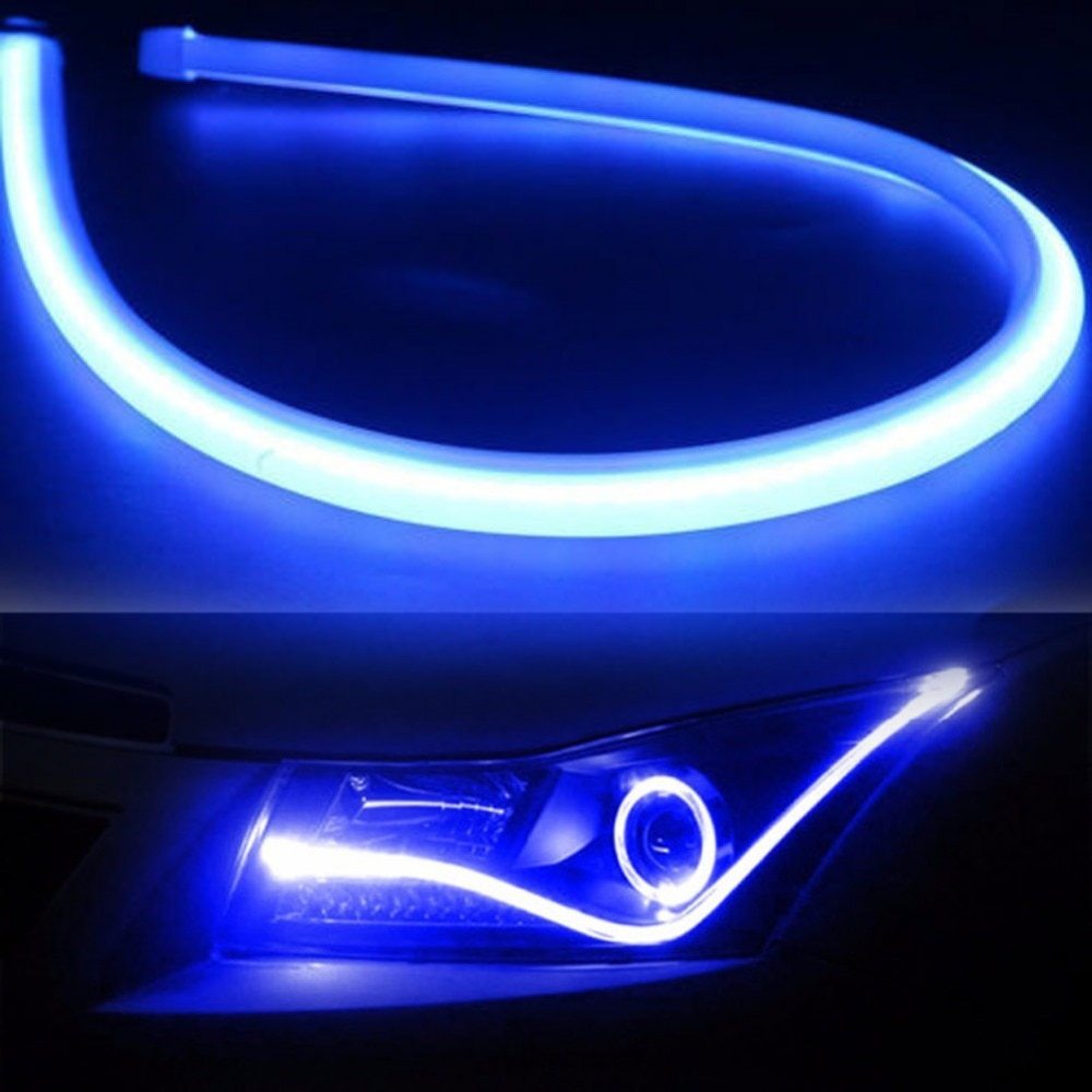 2Pcs 45cm 60cm Flexible Car Soft Tube LED Strip Light Angel Eye DRL Daytime Running Headlight Lamp 5 Color