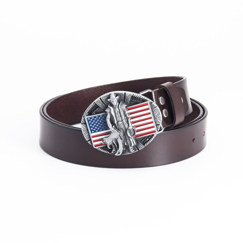 Fashion Cowhide Personality Popular Fashion Flag Belt
