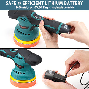 2 Batteries Cordless Car Polisher Buffer Sander Machine Polishing Pads Kit