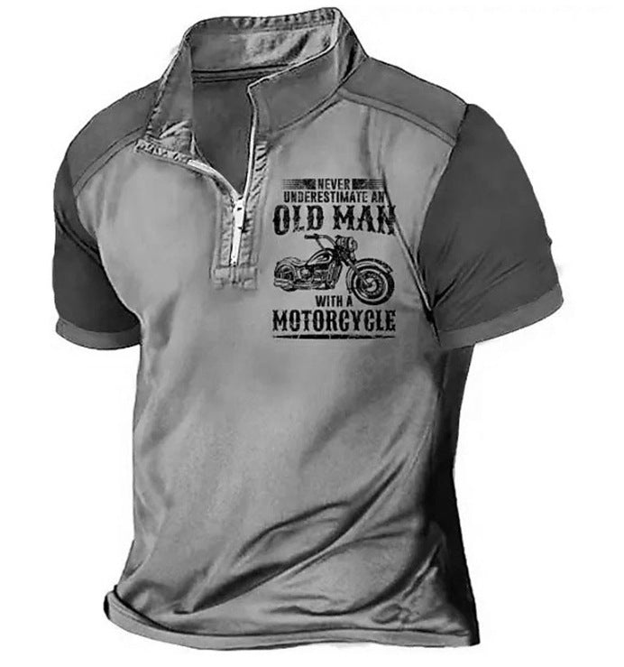 Men's Casual Polo Shirt Lapel Digital Printing Short Sleeve