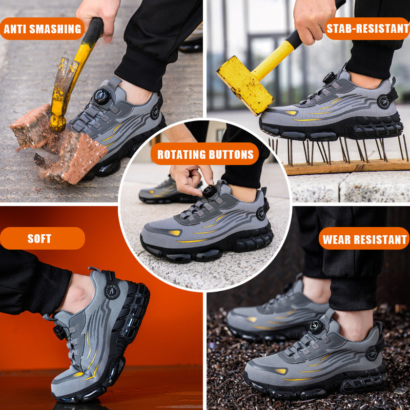 Button on/off no tie wear-resistant shoes anti piercing breathable and safe shoes