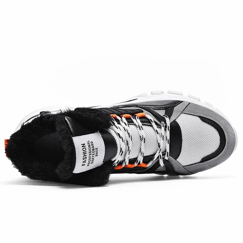 Winter Boots Men Warm Trend Casual Men High Top Shoes Comfortable Sneakers Warm Fur