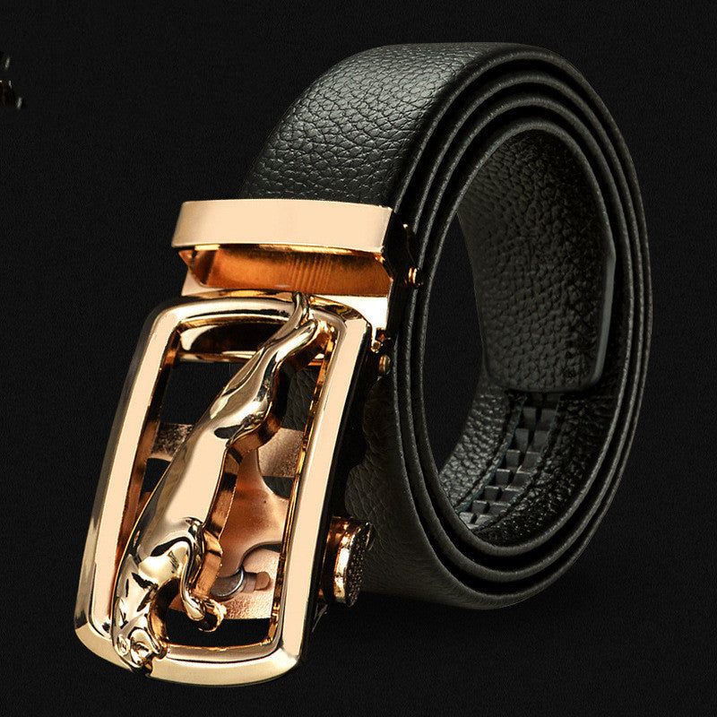 Scratch-resistant Edging Microfiber Belt Men's Automatic Buckle With Lychee Pattern