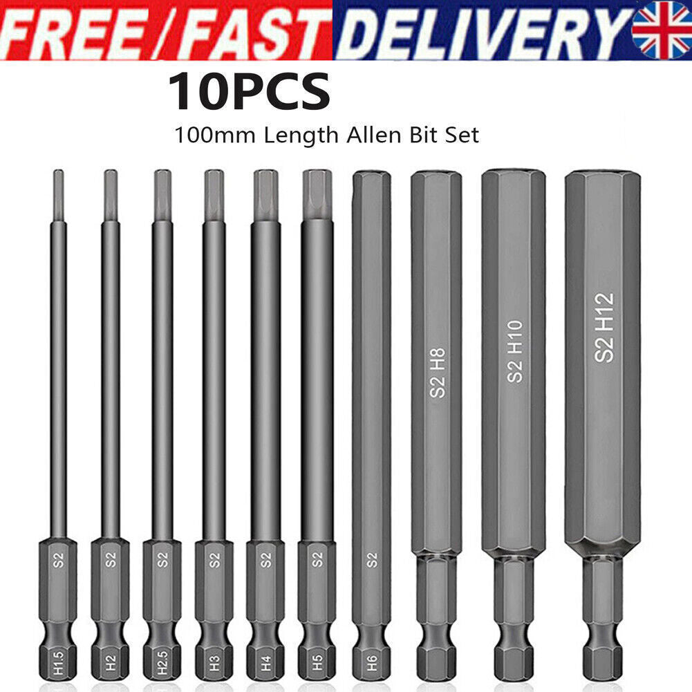 10x Hex Key Allen Bit Set Quick Change Connect Impact Driver Power Drill