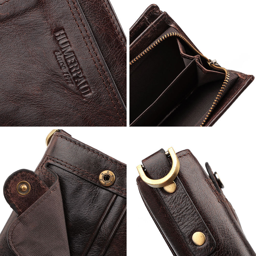 Men's Wallet Leather Zipper Wallet Large Capacity Multi-Card Coin Pocket