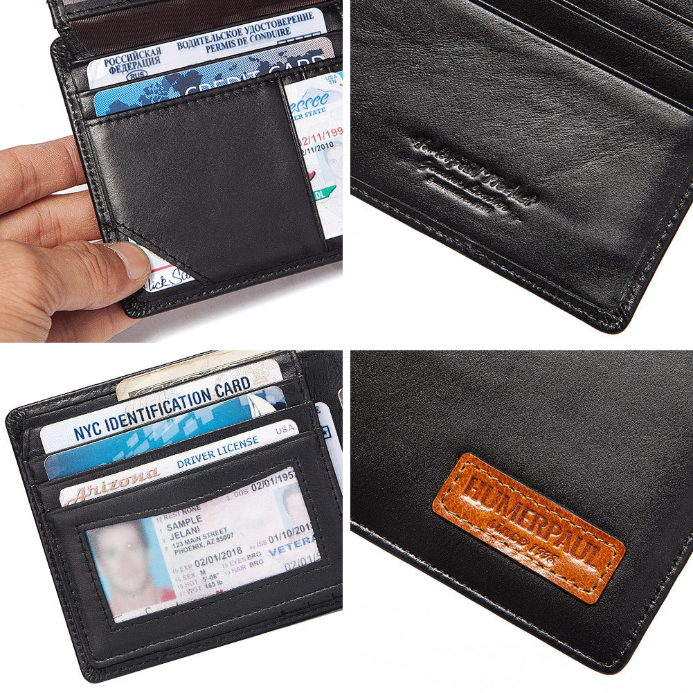 Large Capacity Multi Card First Layer Cowhide Men's Leather Wallet