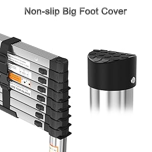 New 3.2M Telescoping Ladder, 10.5ft Stainless Steel Extension Anti-Slip Rubber Feet Portable Multi-Purpose Collapsible Ladder