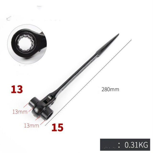 Point tail hexagon socket wrench ratchet wrench